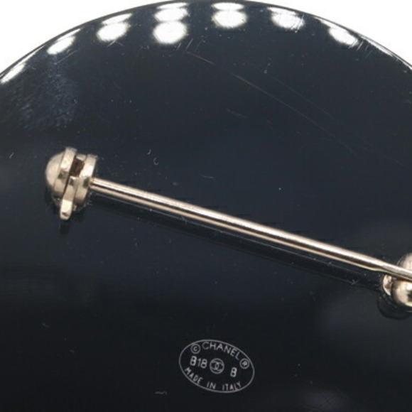 CHANEL Authentic Black Pearl Logo Brooch - Picture 4 of 4
